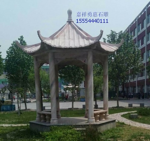 晚霞红单层石亭